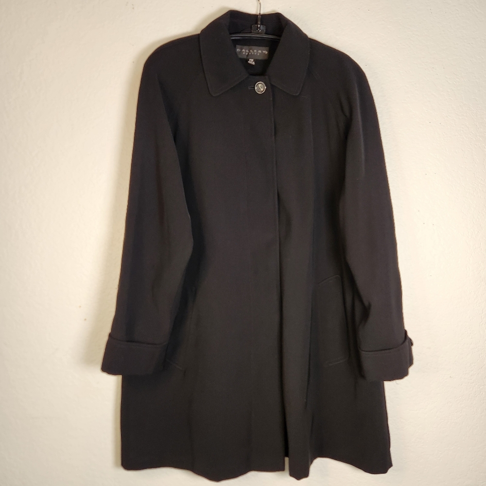 Gallery Petite Elegant Black Women's Longer Shell Only Coat, Size PM